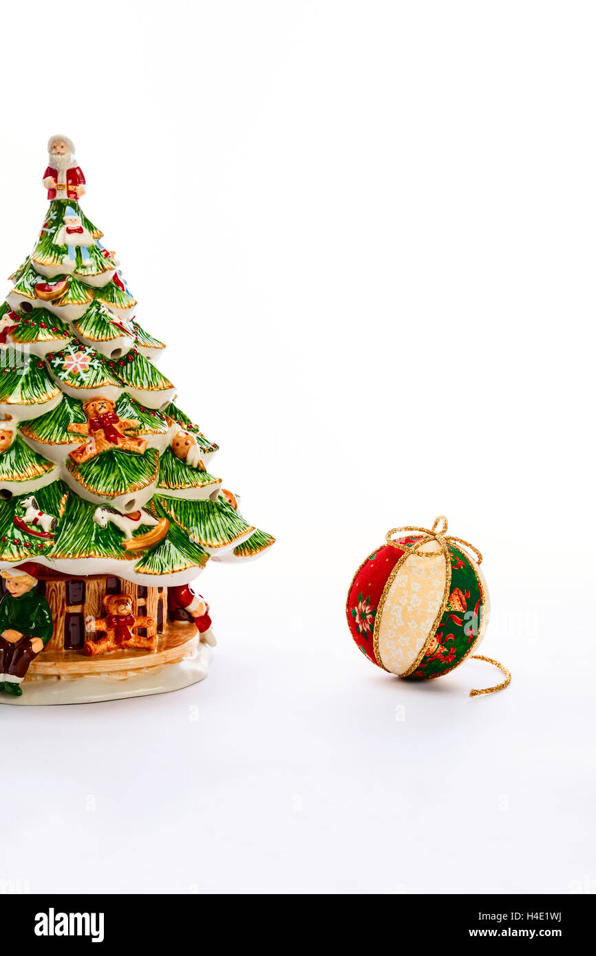 beautiful christmas tree and balls on white background Stock Photo Alamy