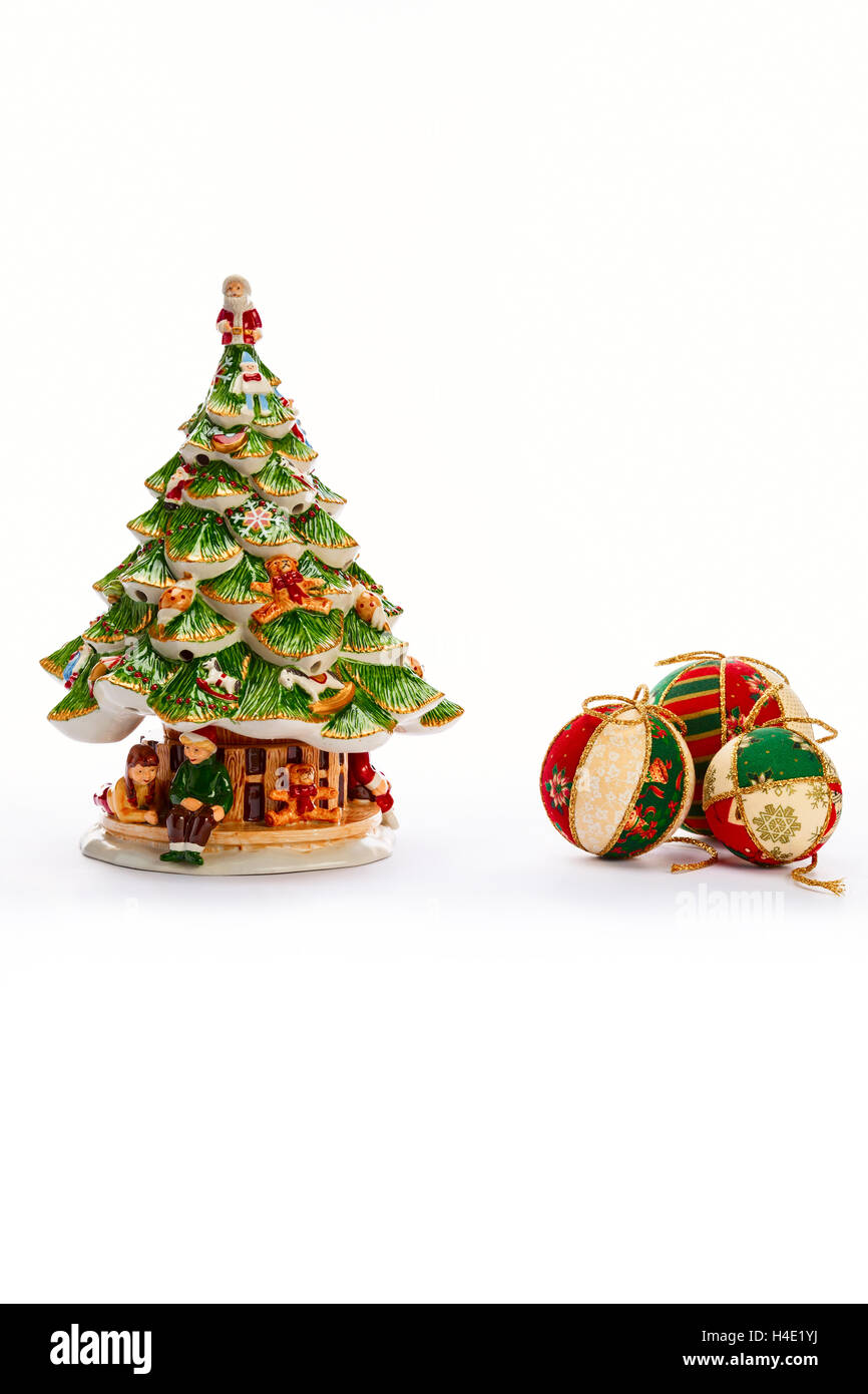 beautiful christmas tree and balls on white background Stock Photo - Alamy