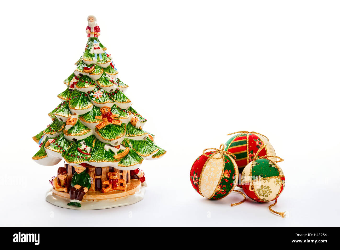 beautiful christmas tree and balls on white background Stock Photo - Alamy