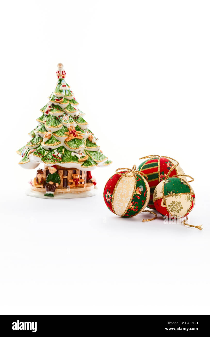 beautiful christmas tree and balls on white background Stock Photo - Alamy
