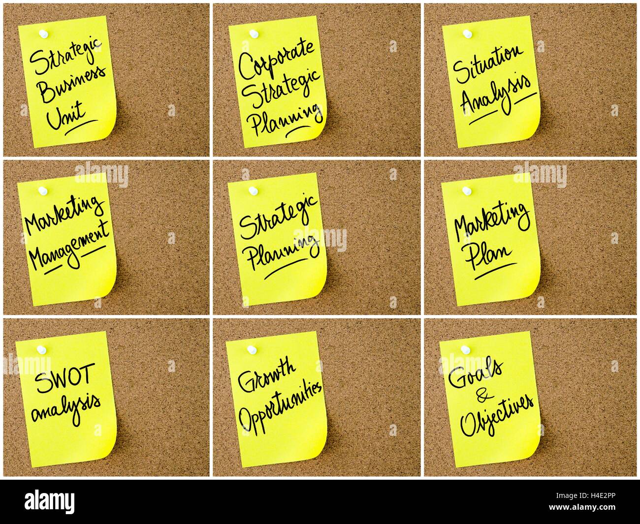 Photo collage of Business and Marketing notes written on yellow paper ...