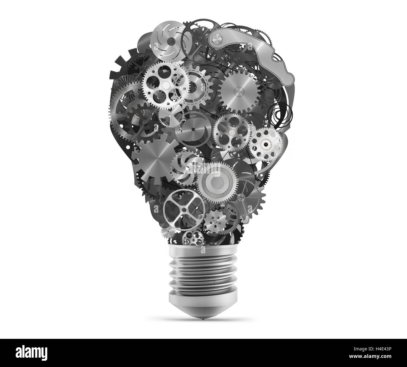Lightbulb mechanisms of gears. 3d rendering Stock Photo