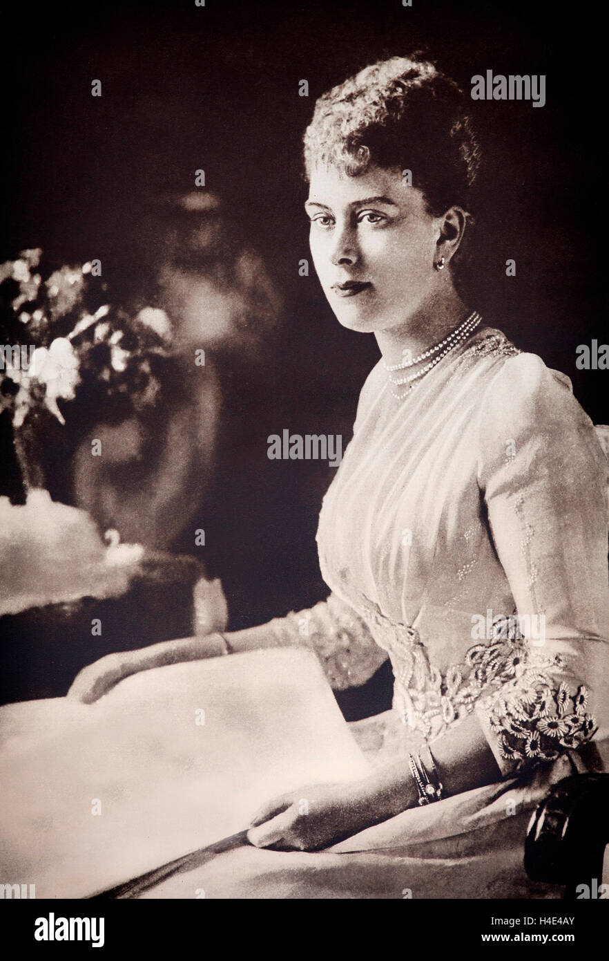 Princess Victoria Mary, daughter of Duke and Duchess of Teck on her engagement to the Duke of York, future King George V in May 1893. Stock Photo
