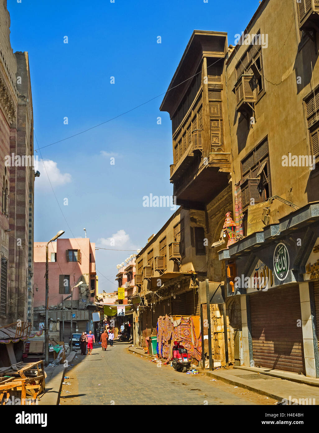 The dusty street in the old neighborhood of Bab Zuweila gates, Cairo Egypt Stock Photo