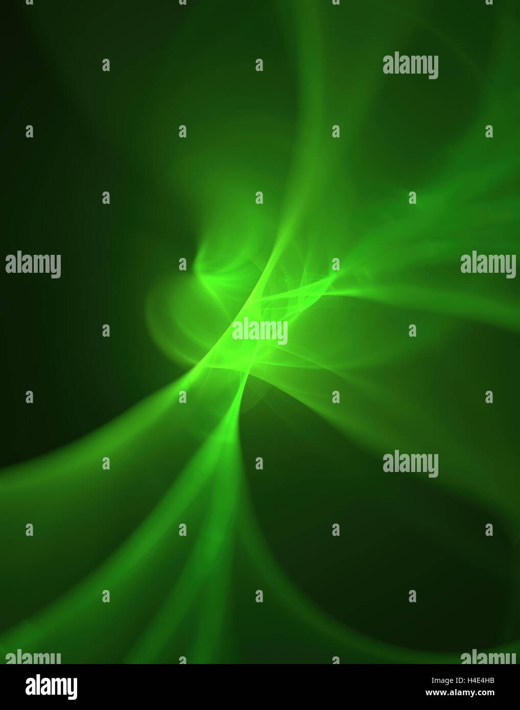 glowing green curved lines over dark Abstract Background. Illustration ...
