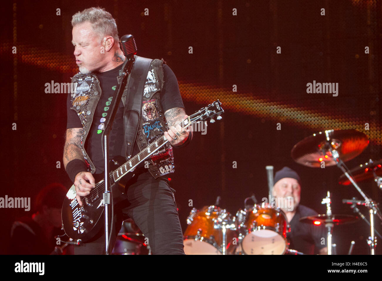 James Hetfield of Metallica performs on August 20th, 2016 at US Bank Satdium in Minneapolis, Minnesota. Stock Photo