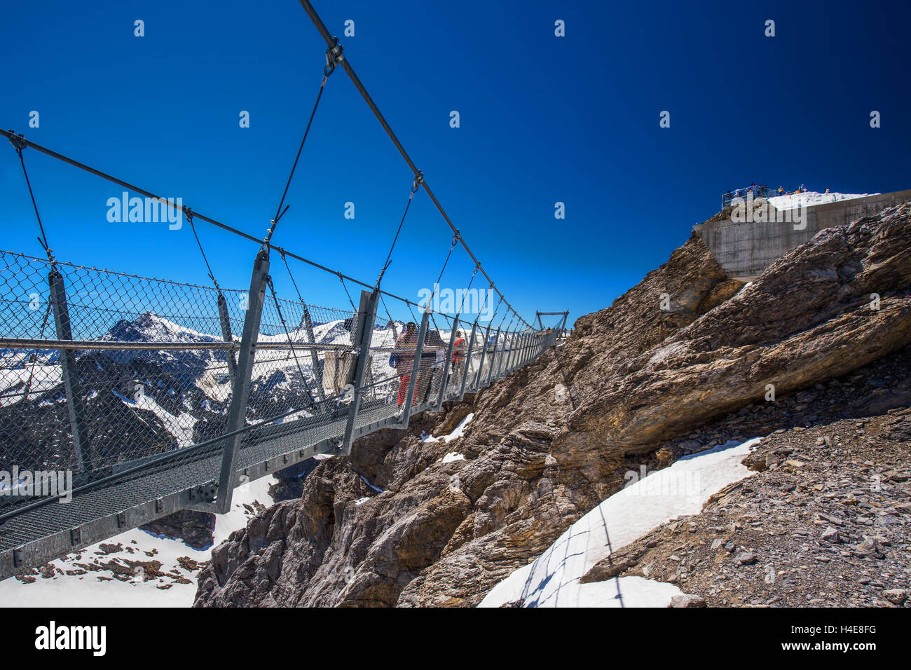 The Europe's highest suspension bridge on Mount Titlis in Switzerland