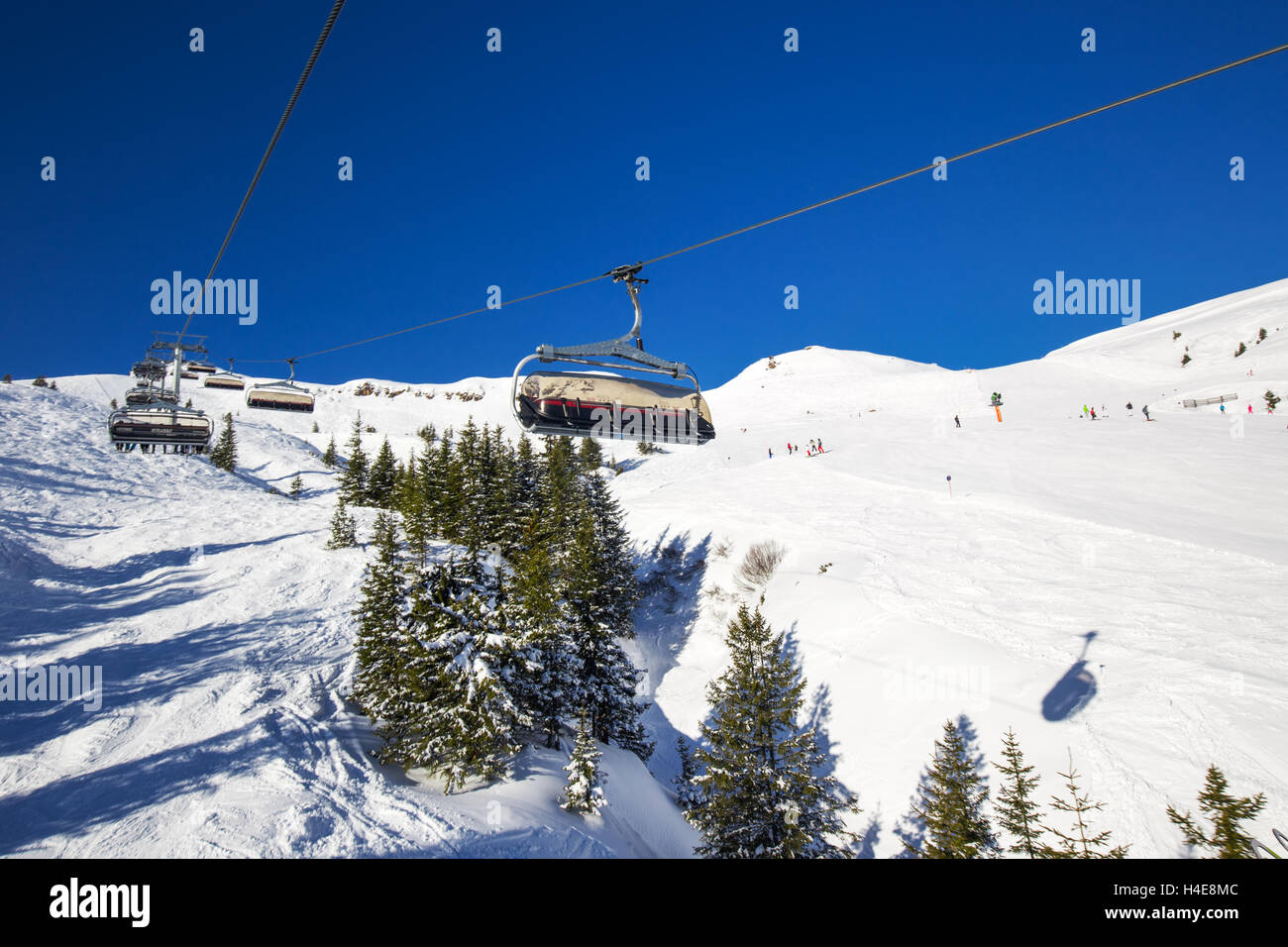 Chair lift in Tyrolian Alps in Kitzbuehel ski resort - one of the ...