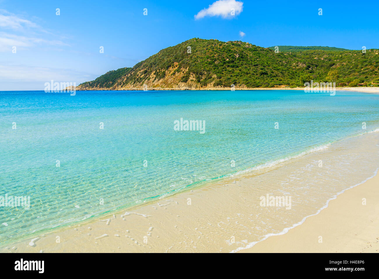 Crystal clear water of Cala Pira beach, Sardinia island, Italy Stock Photo