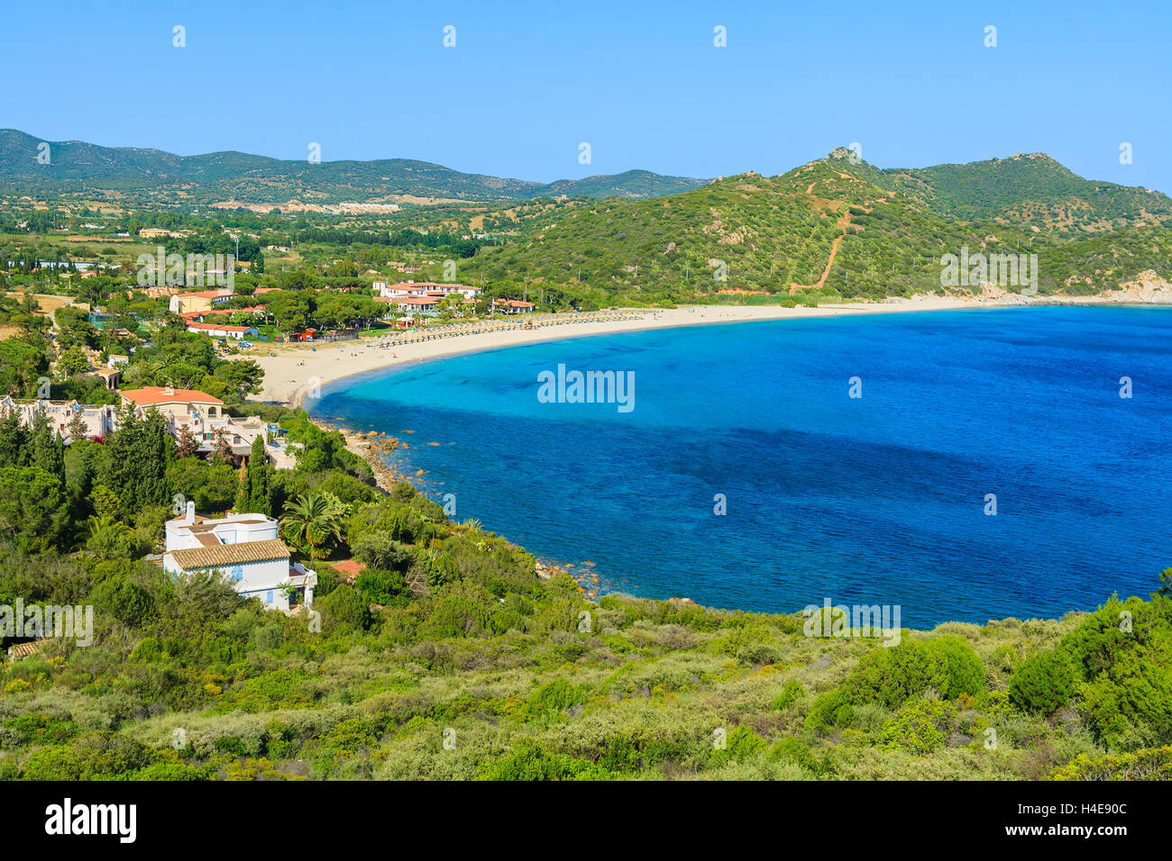 Coast of Sardinia island with view of beautiful Capo Boi bay, Italy Stock Photo