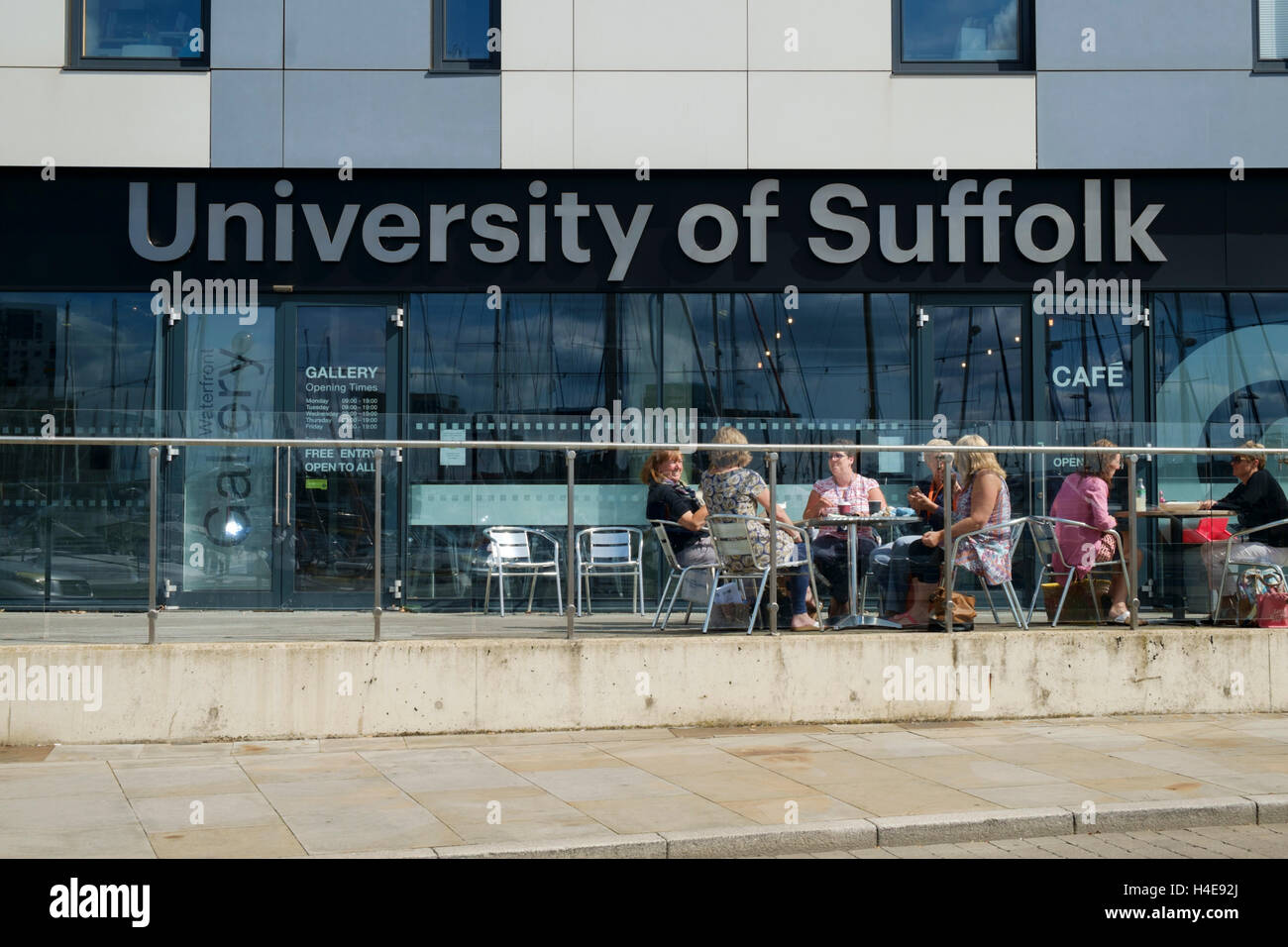 University of Suffolk sign on Ipswich quayside Stock Photo