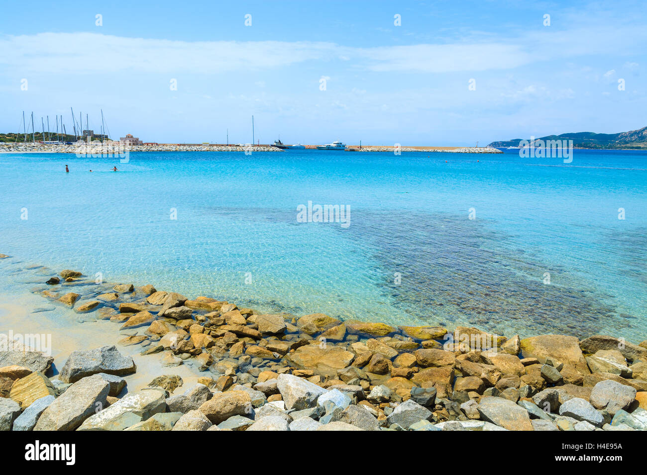 Turquoise sea water of Spiaggia del Riso beach, Sardinia island, Italy Stock Photo