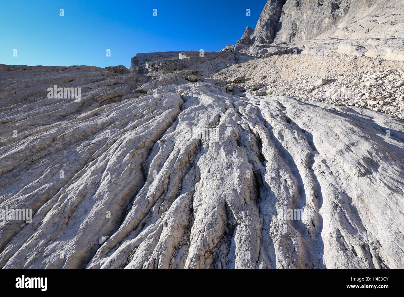 Monte Antelao, glacier. The Dolomites. Stock Photo