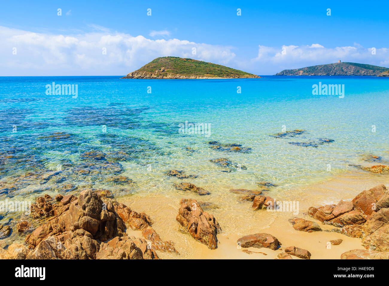 A view of beautiful sandy Teulada beach, Sardinia island, Italy Stock