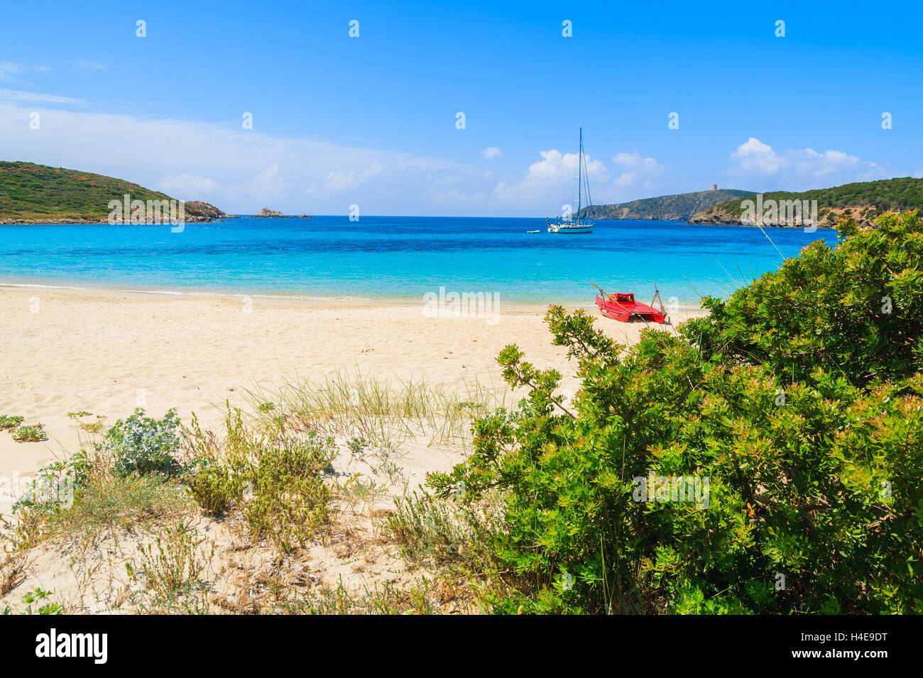 View of Teulada beach on sunny summer day, Sardinia island, Italy Stock Photo
