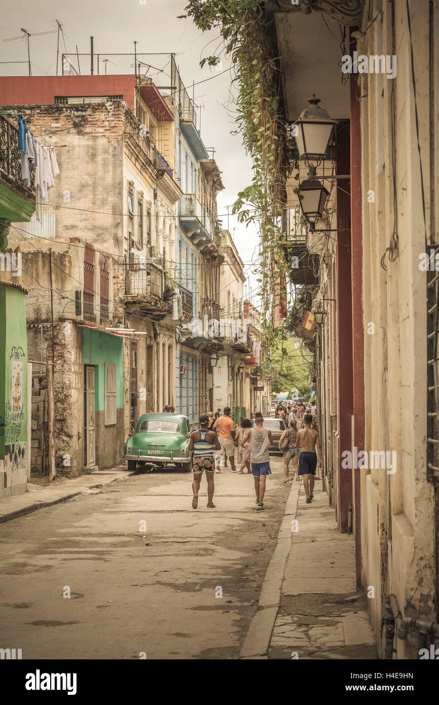 Streets in the Old Town Havana, Habana Vieja, Cuba, the Greater Antilles, the Caribbean, Central America, America Stock Photo