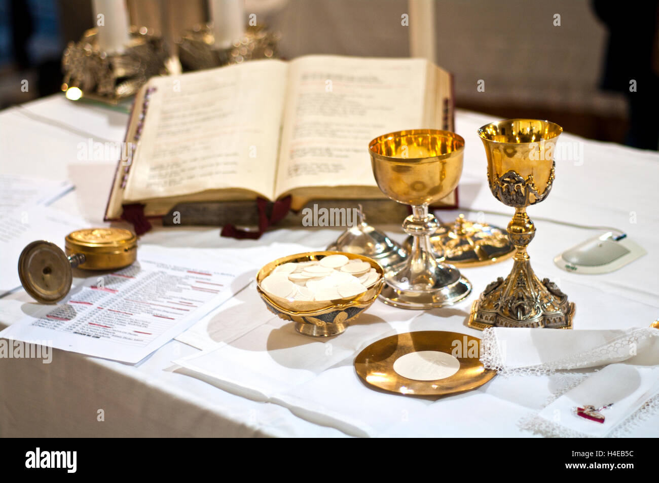The wine and the bread the blood and body of Christ Stock Photo