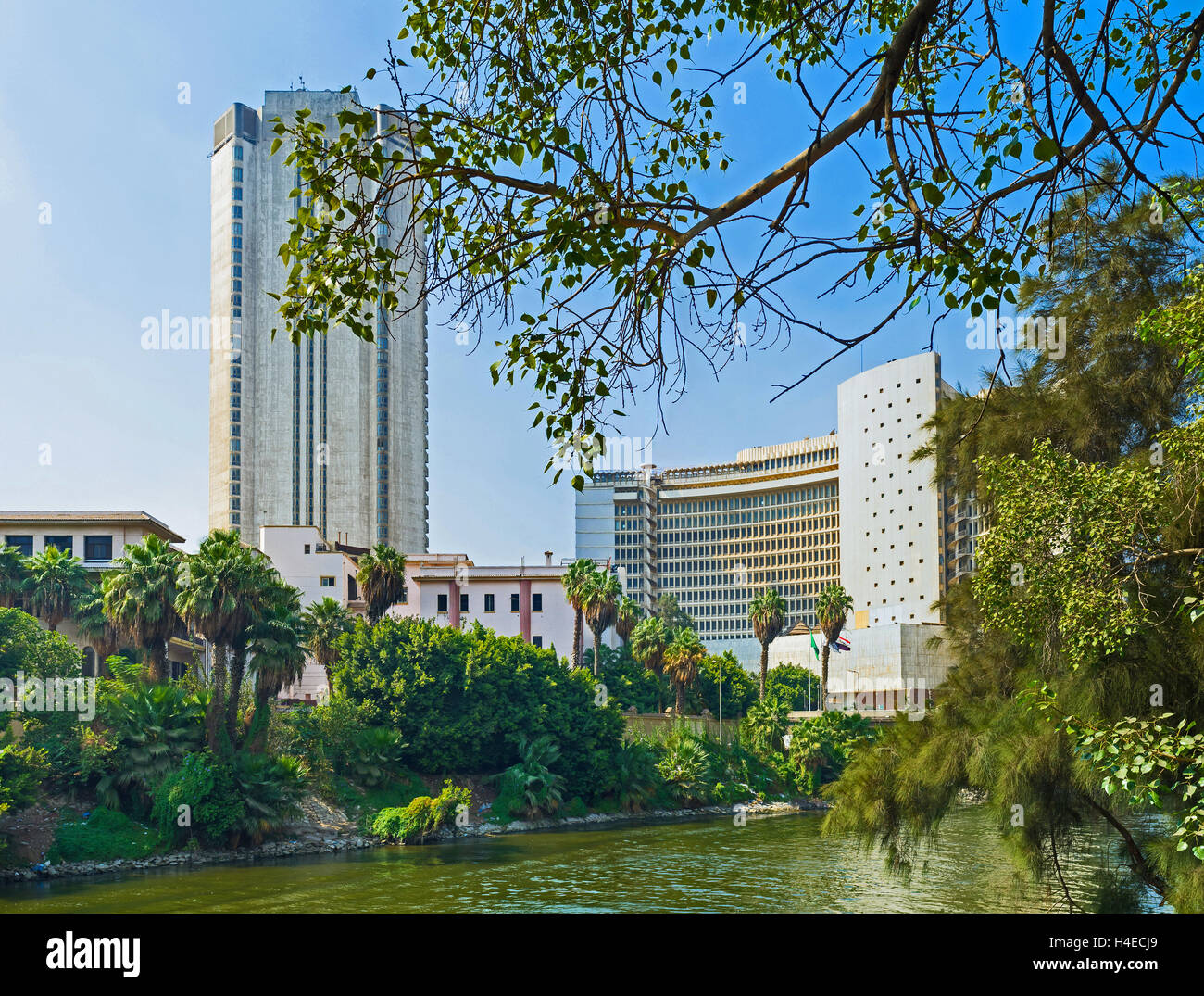 The modern buildings of the luxury hotels on El Roda Island in City