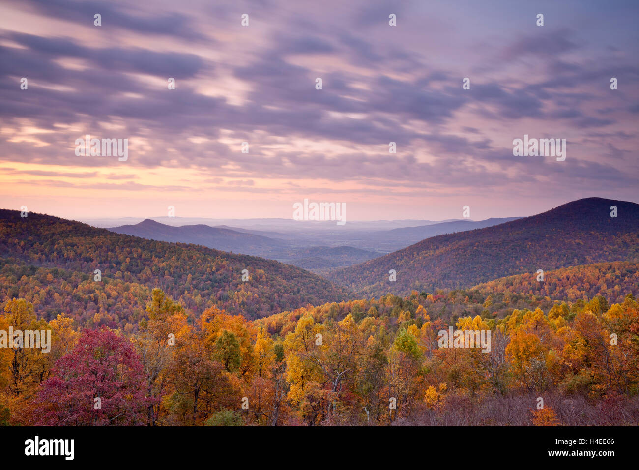 Autumn Sunrise in Shenandoah National Park Stock Photo