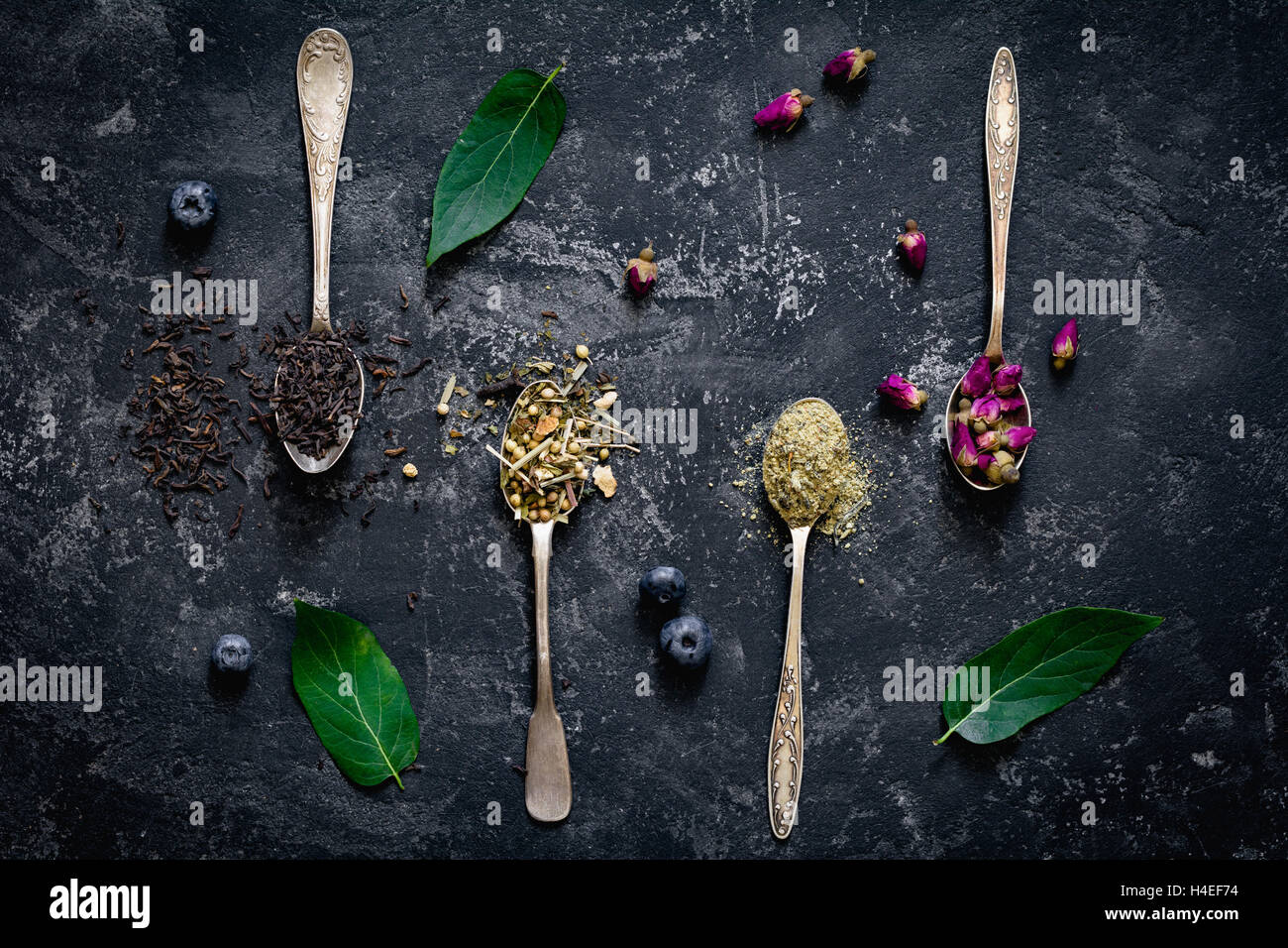 Top view composition tea hi-res stock photography and images - Alamy