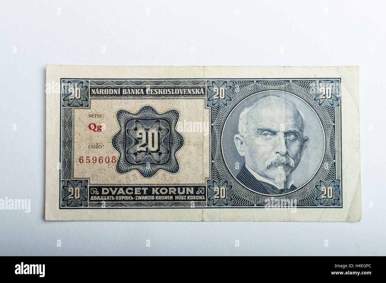 Old Czech banknotes, money background, all real money Stock Photo