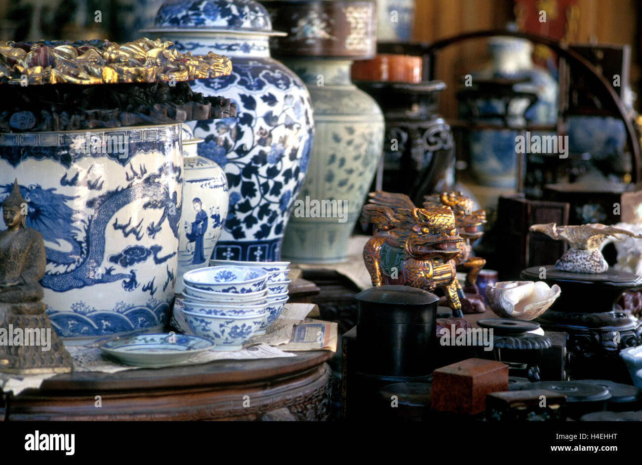 antiques in russian market, phnom penh, cambodia Stock Photo