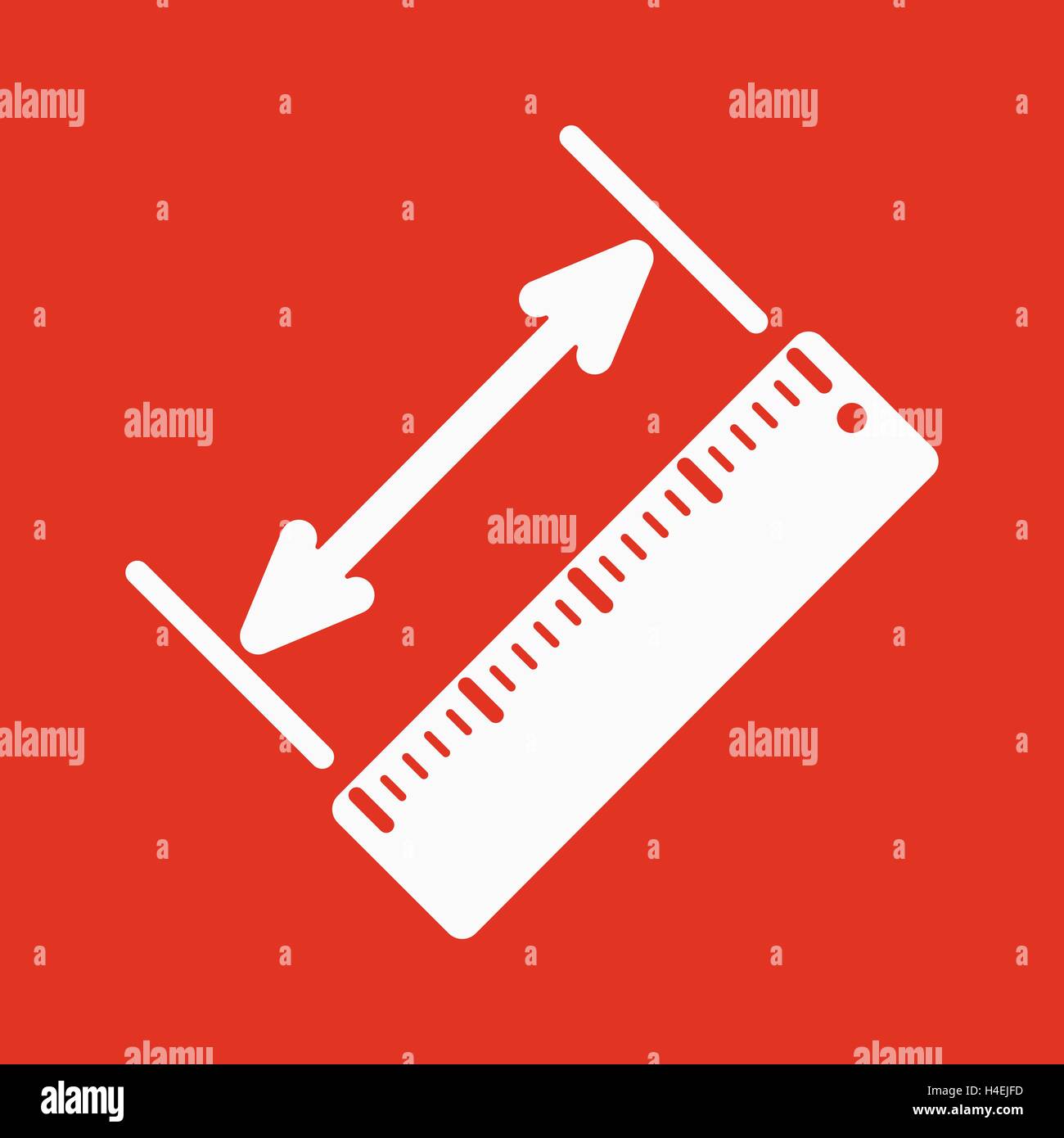 The diagonal measurement icon. Ruler and straightedge, scale symbol. Flat Stock Vector Image