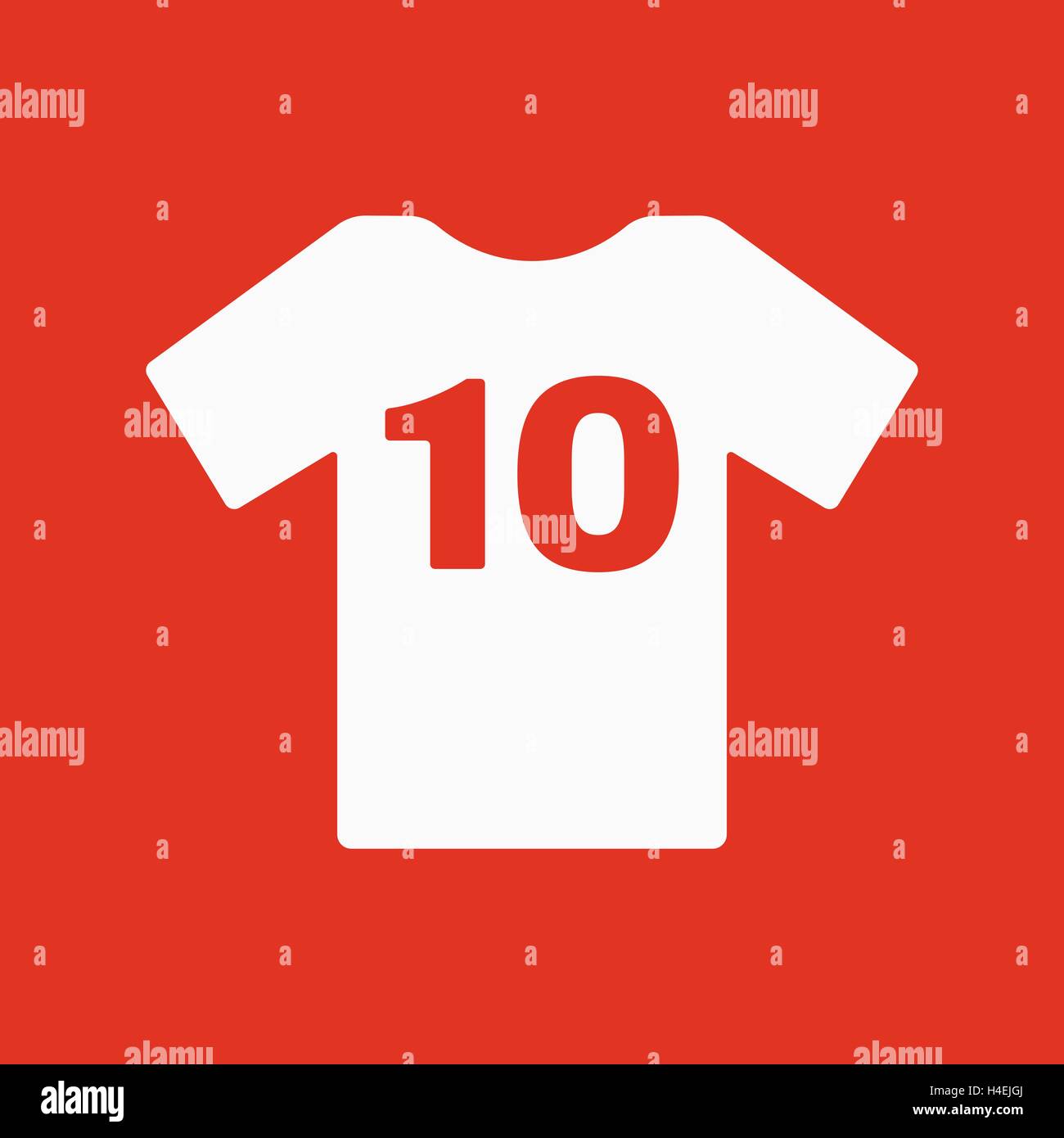 The sports t-shirt with the number 10 icon. Shirt and player symbol. Flat Stock Vector