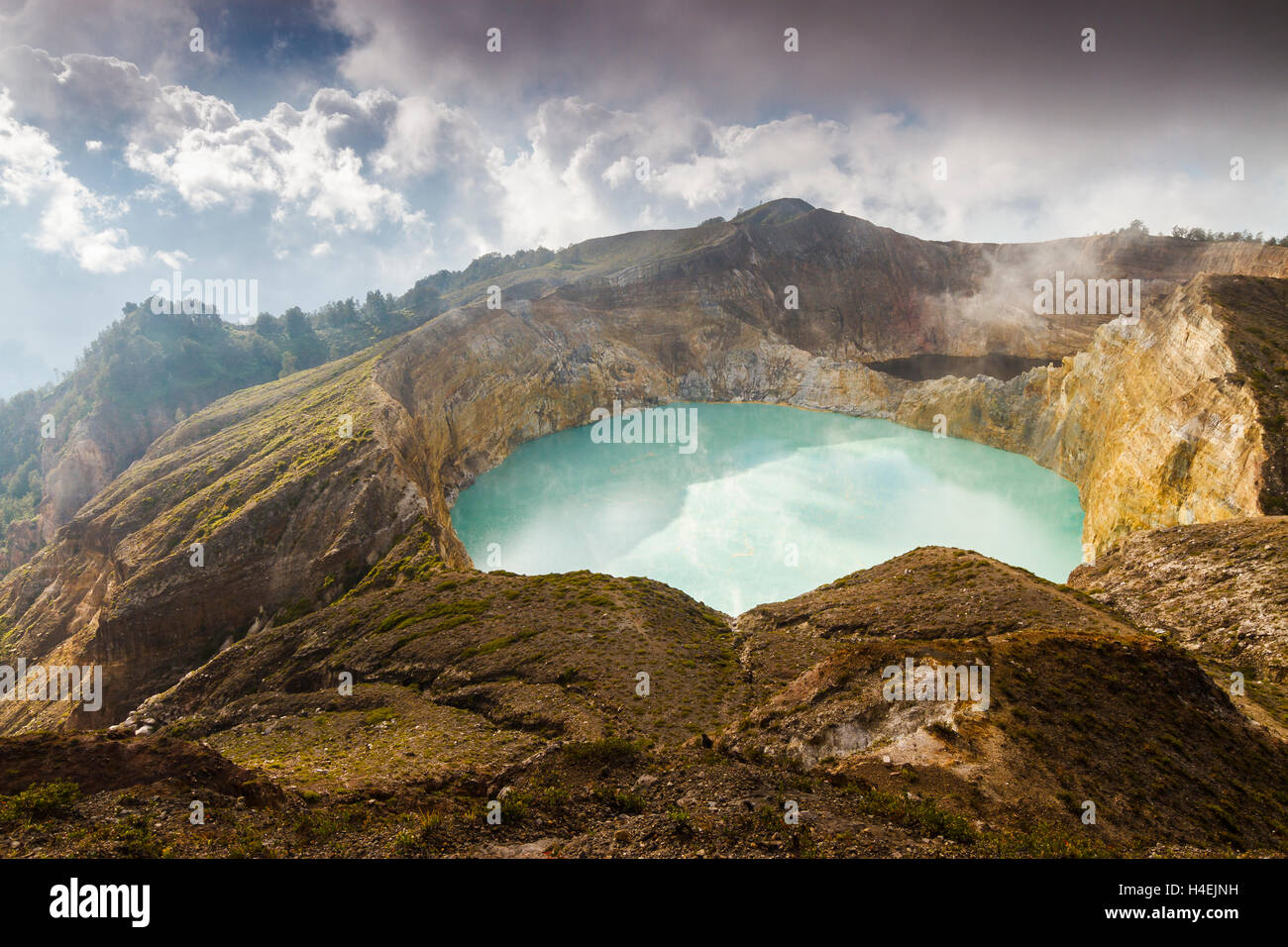 Lake in a volcano crater Stock Photo - Alamy