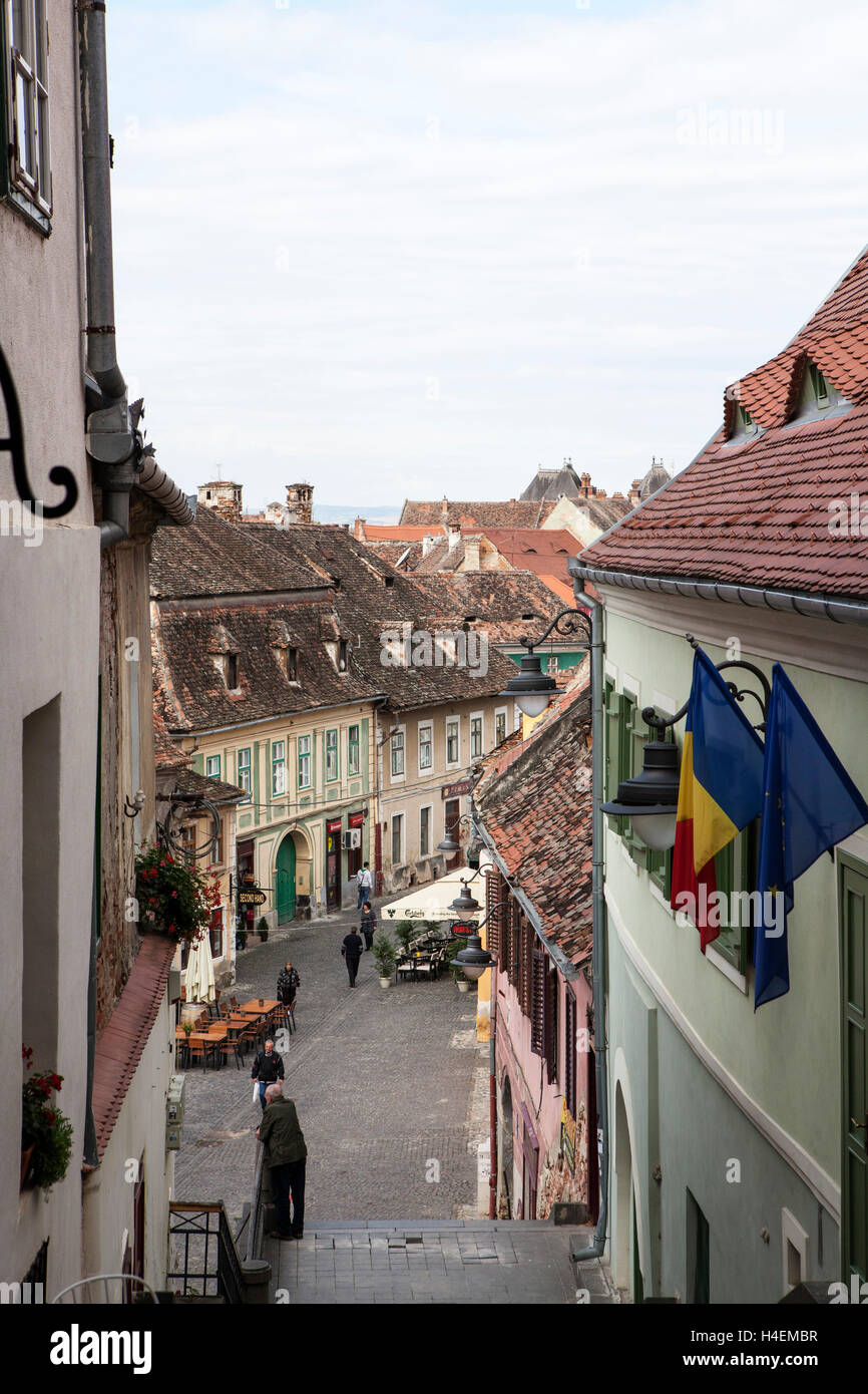 Street in Sibiu Romania Stock Photo