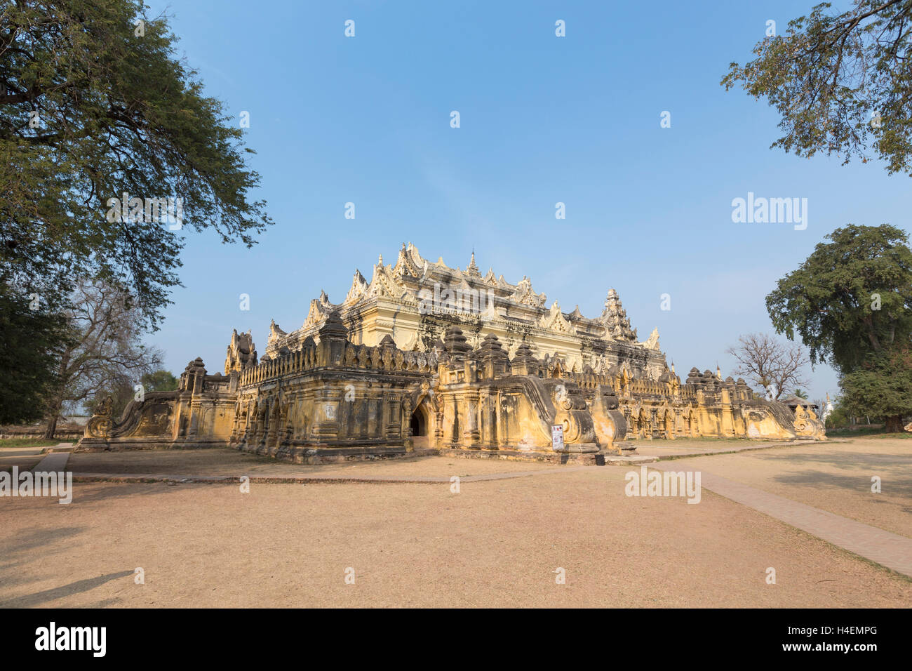 Maha Aungmye Bonzan monastery, also known as Kyuang Ok, Inwa, Mandalay, Myanmar Stock Photo