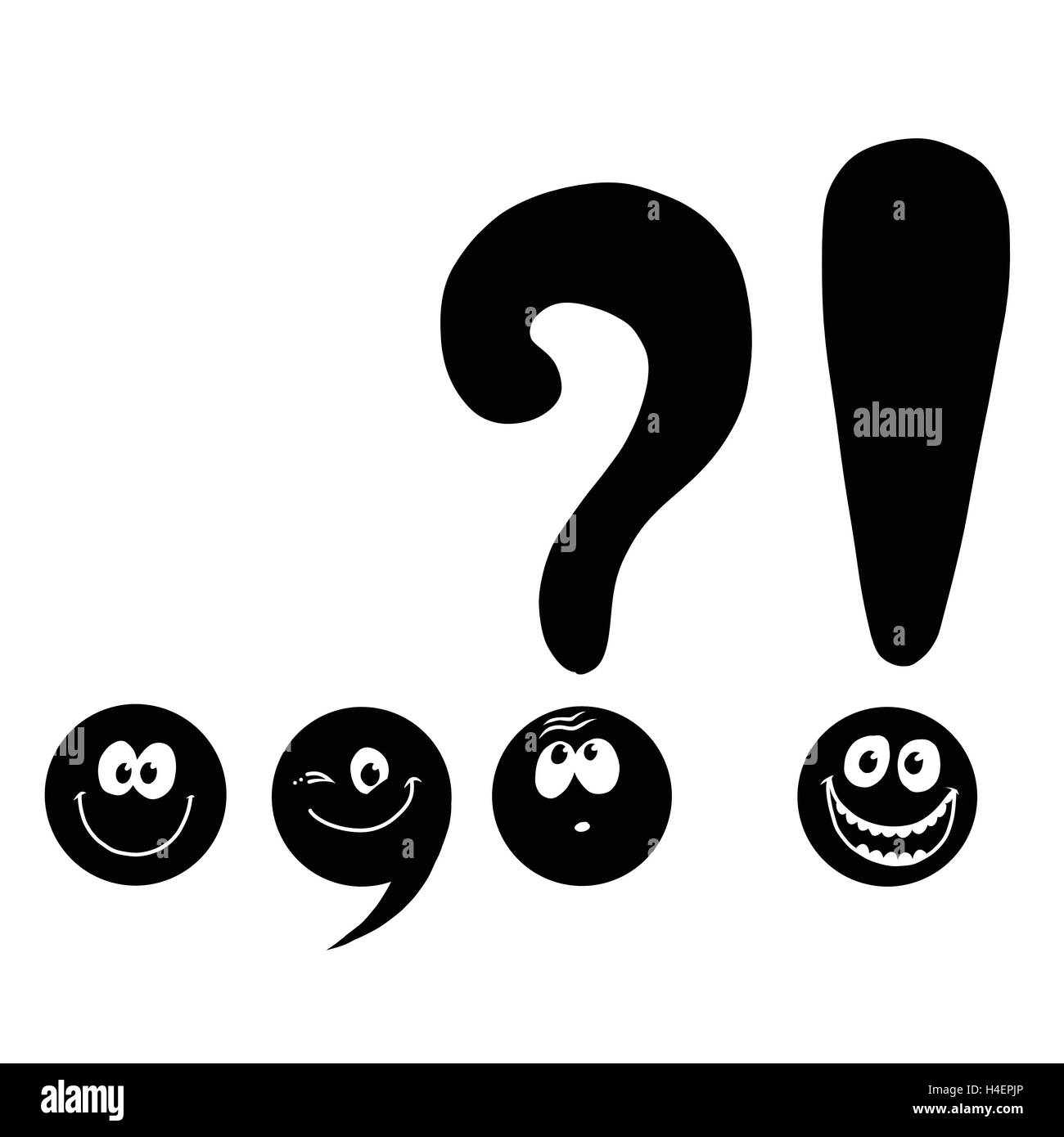 set of funny smiley punctuation Stock Vector
