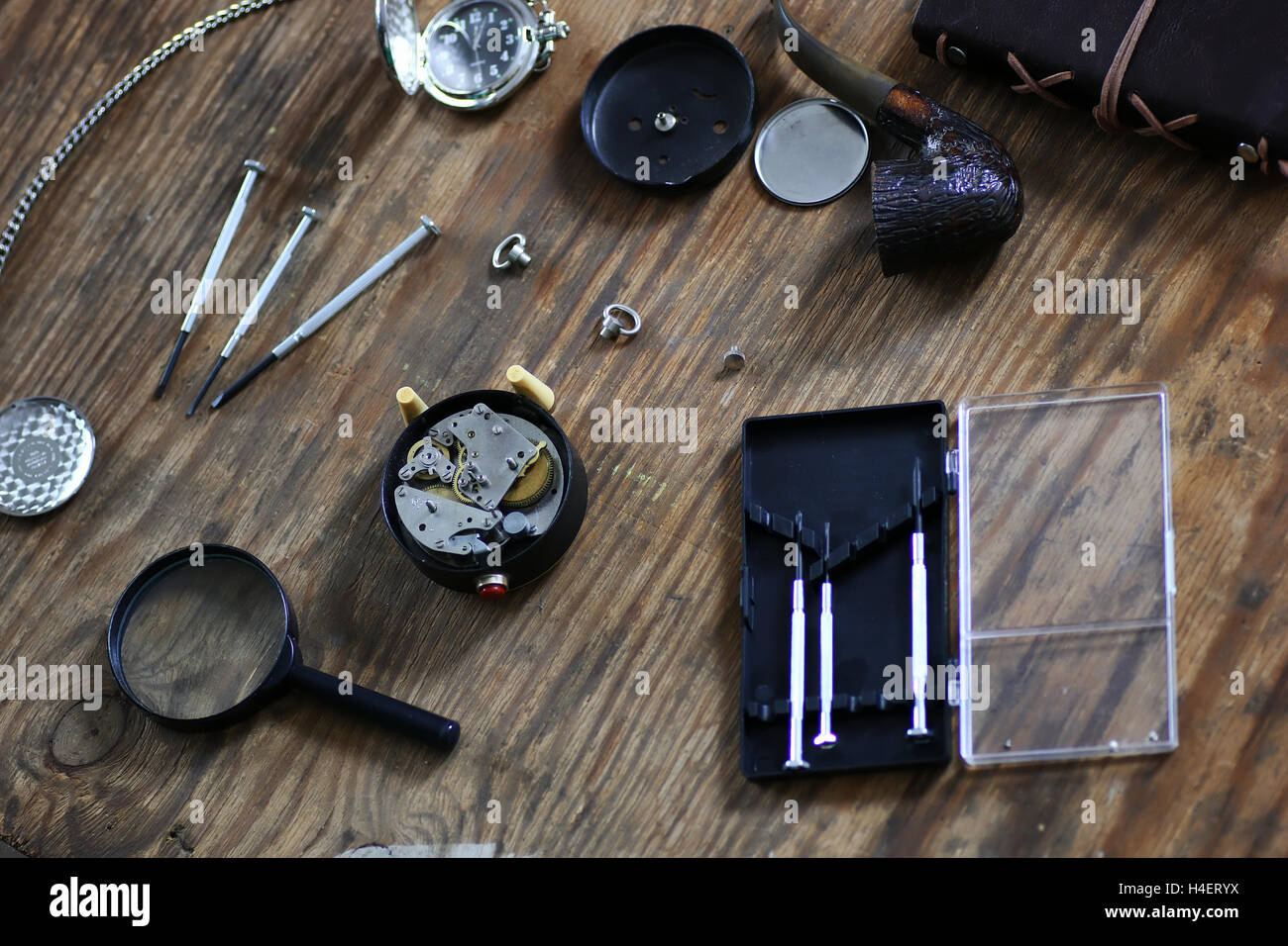 watch clock repair Stock Photo Alamy