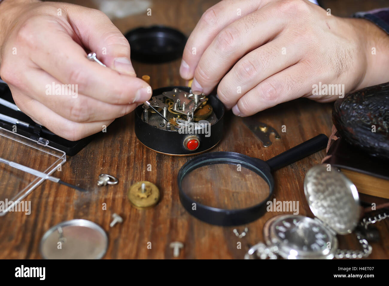 watch clock repair Stock Photo Alamy