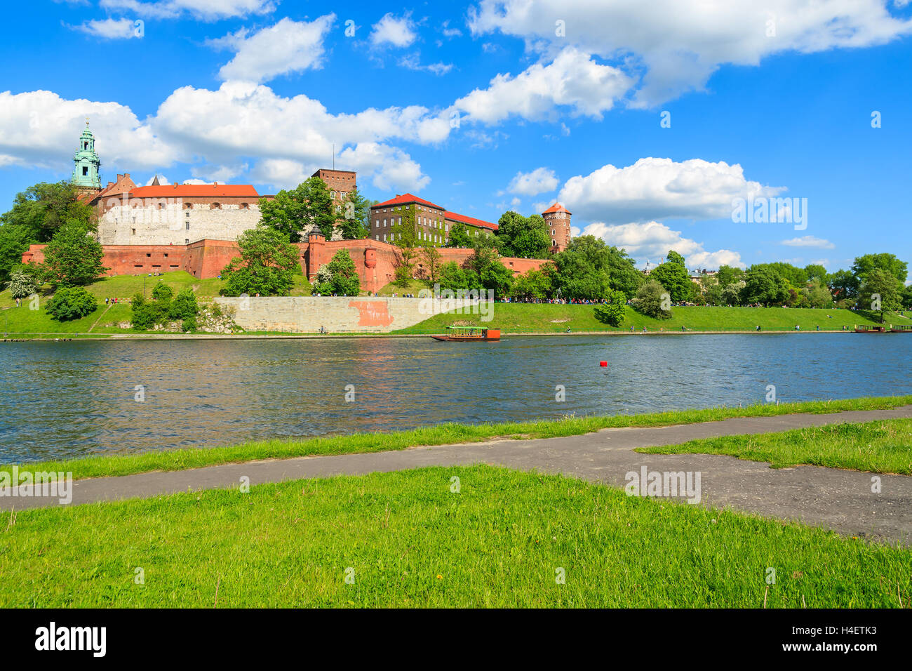 Wawel Royal Castle and Vistula river on sunny beautiful day, Poland Stock Photo