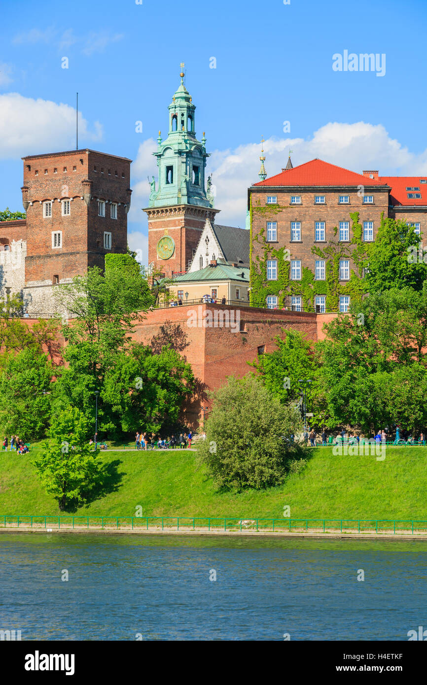 Wawel Royal Castle and Vistula river on sunny beautiful day, Poland Stock Photo