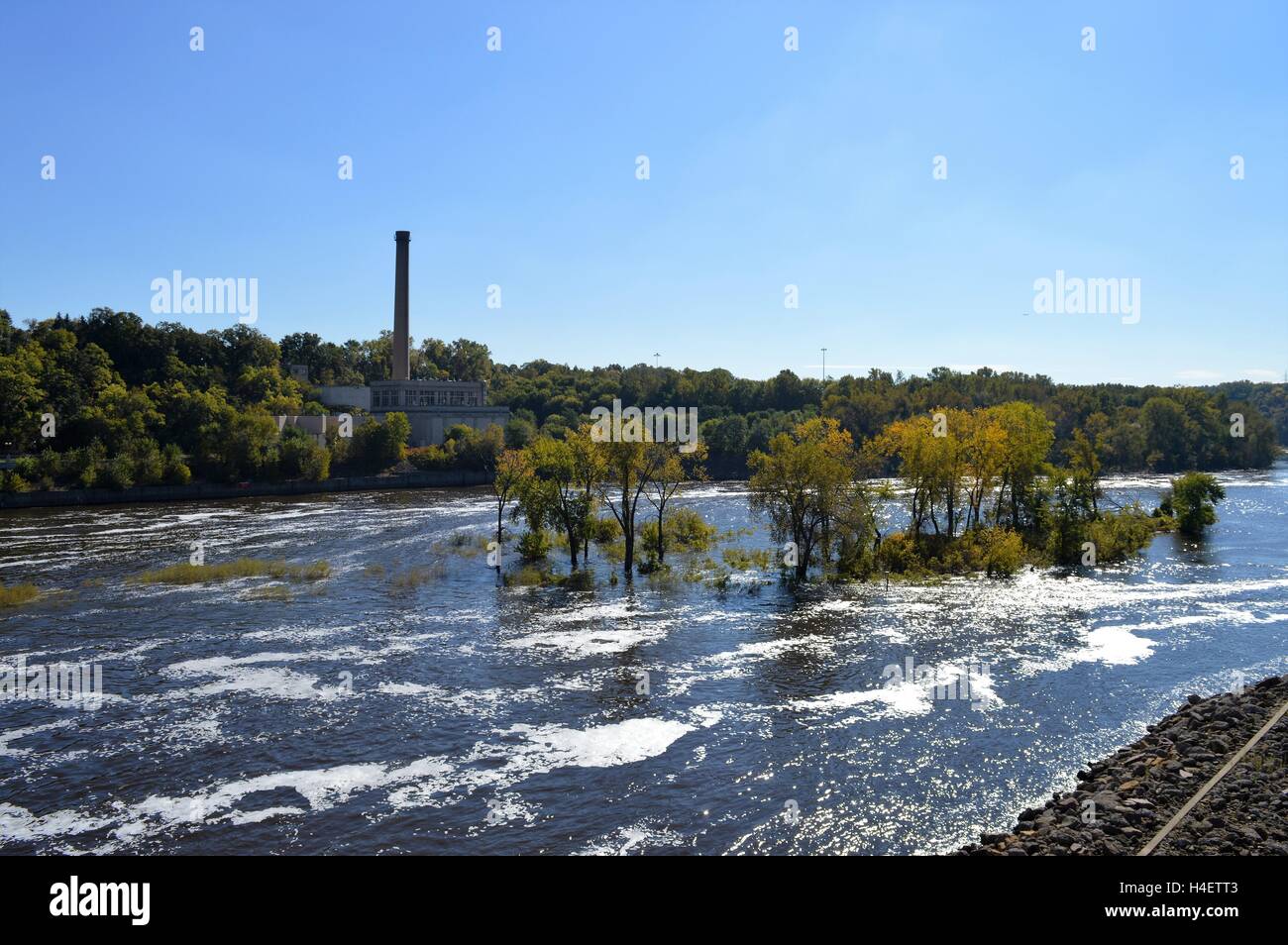 High Water Level in the River Stock Photo Alamy
