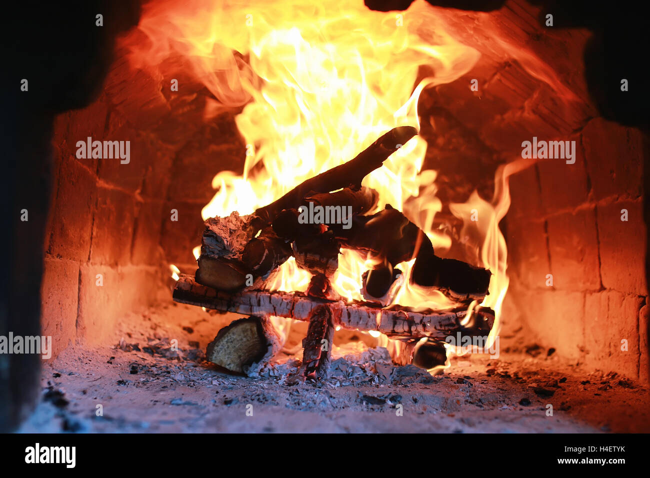 flame fire in the oven Stock Photo Alamy