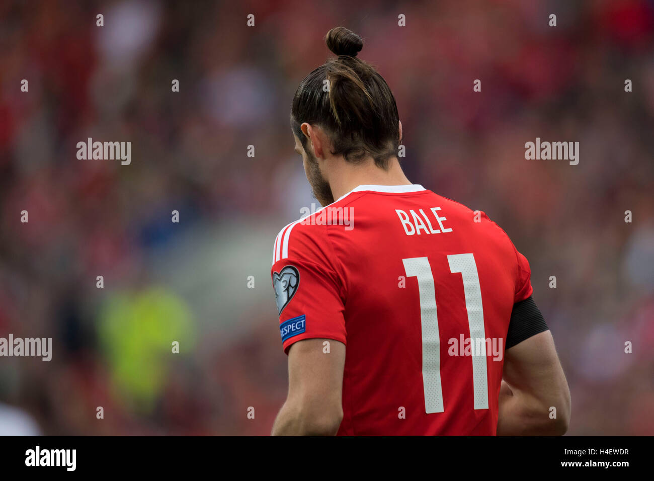 Gareth Bale in action for Wales football team. Stock Photo