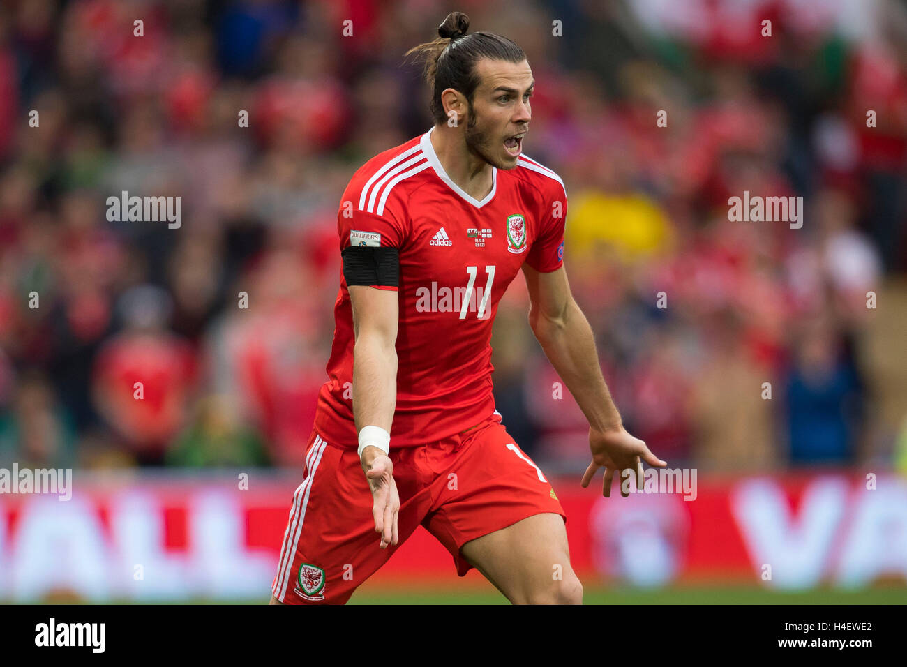 Gareth Bale in action for Wales football team. Stock Photo
