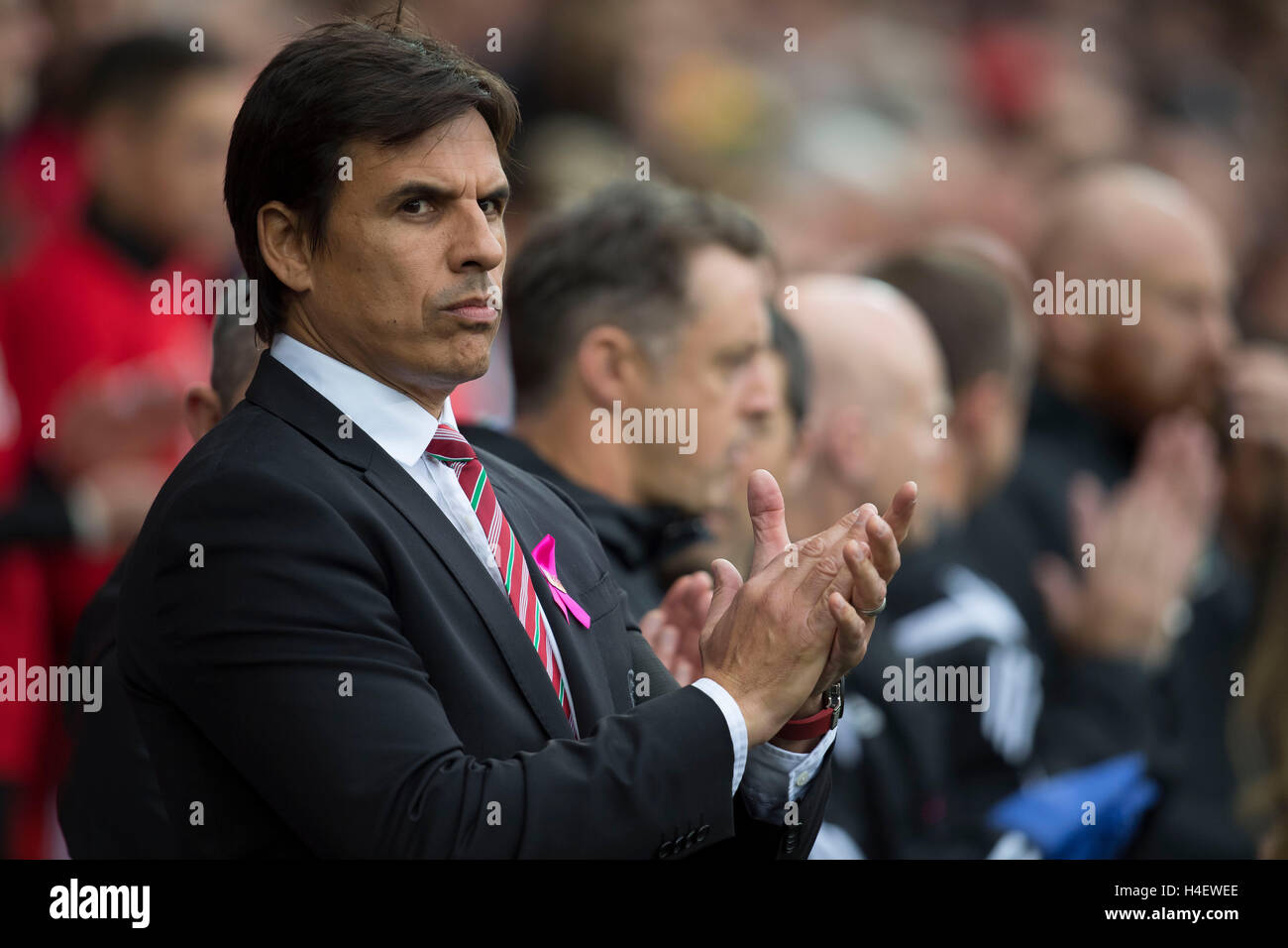 Wales football manager Chris Coleman on the touchline. Stock Photo