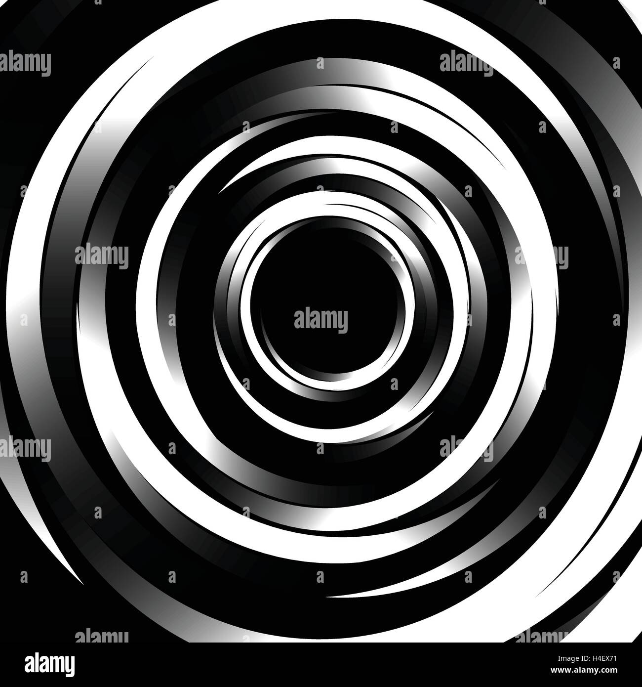 Geometric spiral pattern with concentric circles, rings. Abstract ...