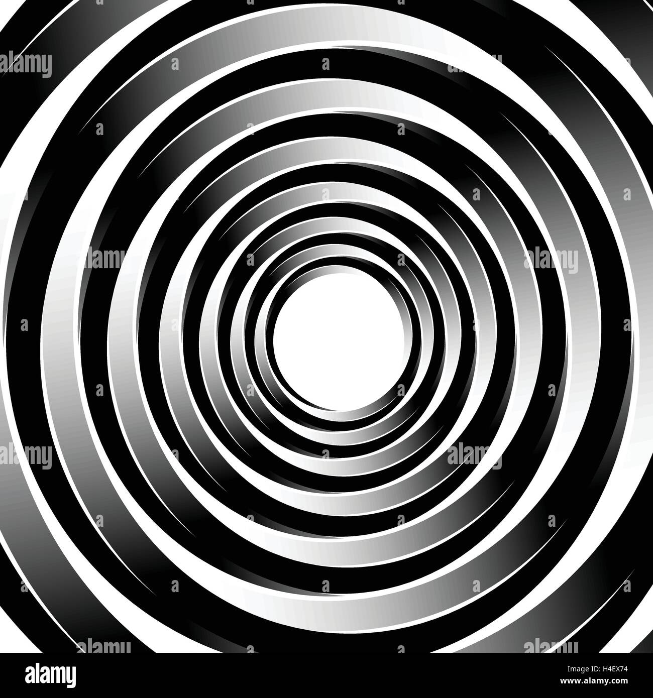 Geometric spiral pattern with concentric circles, rings. Abstract ...