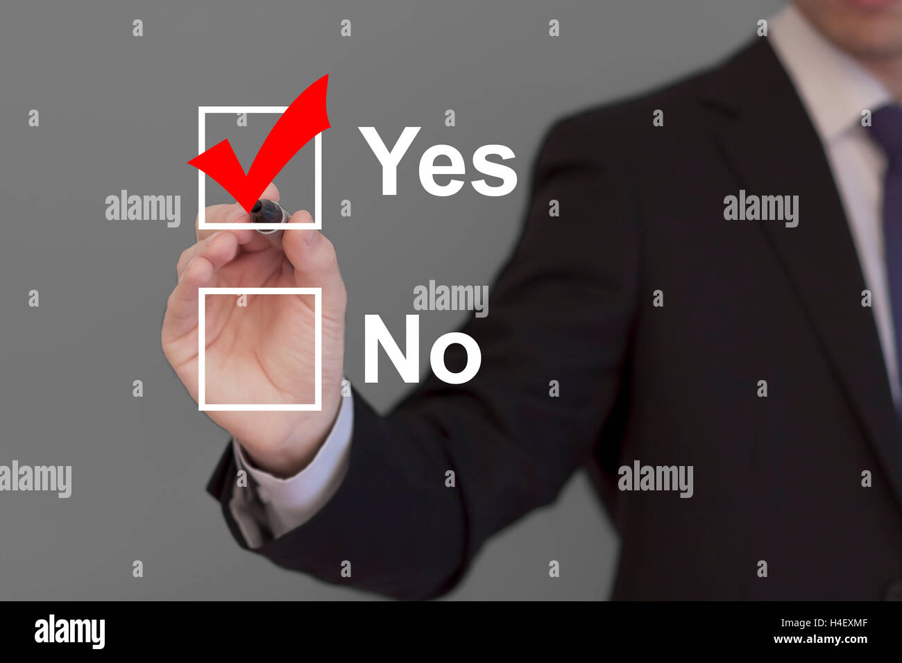 Businessman check yes Stock Photo