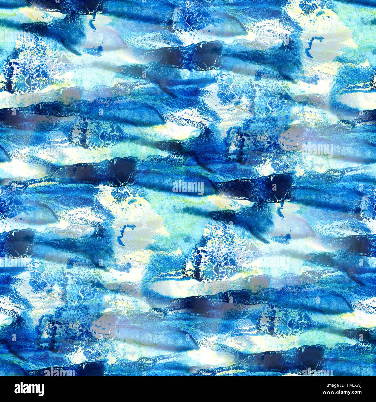 paint abstract water sea waves blue watercolor seamless texture hand ...