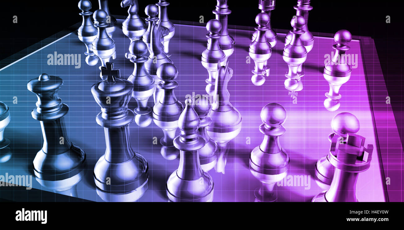Business Tactics and Chess Game Analysis Concept Art Stock Photo