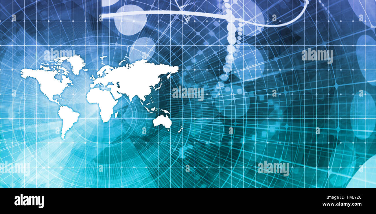 Global Communications and Financial Data Sharing Concept Stock Photo