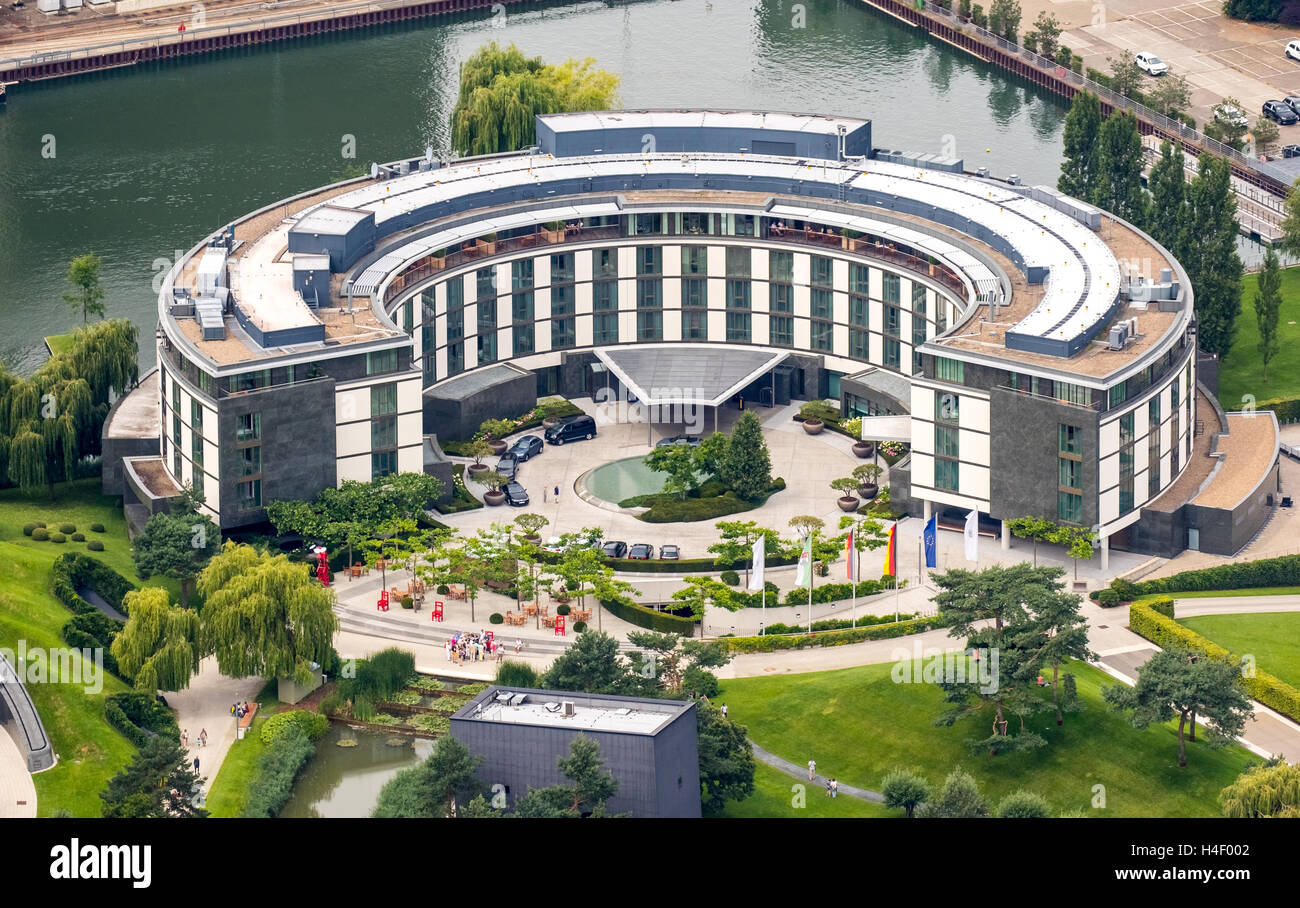 Aerial view, Ritz Carlton Hotel, Wolfsburg, Lower Saxony, Germany Stock Photo