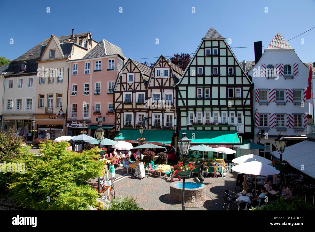 Down town, half-timbered houses, Linz am Rhein, Rhineland, Rhineland-Palatinate Stock Photo