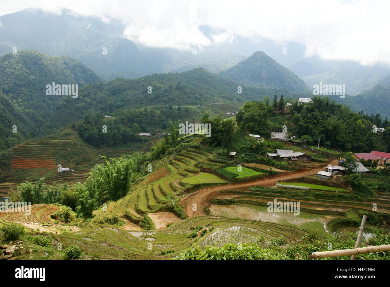 Mountain landscape. Cat Cat Village in the Muong Hoa valley near Sapa, Vietnam, Asia Stock Photo